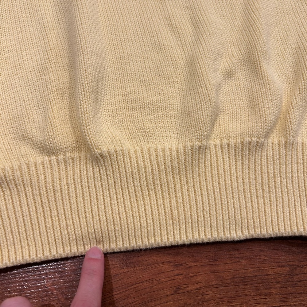 Lands End Butter Yellow 100% Cotton Sweater Men’s Medium or Women’s Large - Picture 2 of 7